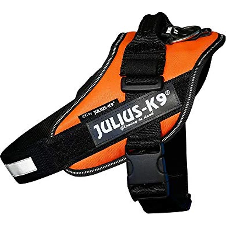 JULIUS K-9 IDC Powergeschirr, Größe 2XL/3, UV Orange - Robustes Hundegeschirr mit austauschbaren Klettaufschriften – Bild 1
