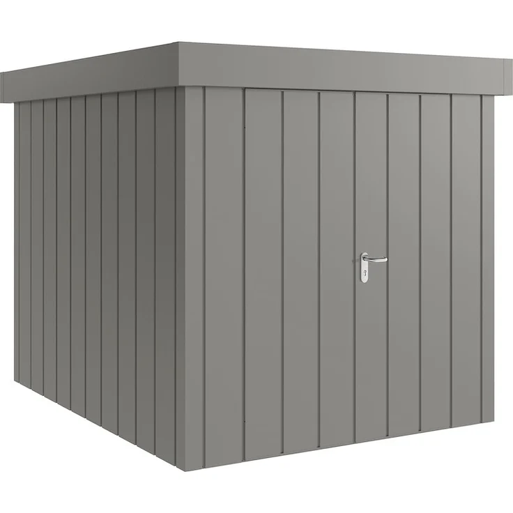 HÖRMANN JUNO JFD6 M-Sk 9007, 2-flg Flachdach Gartenhaus aus Stahlblech mit hochwertiger Coil-Coating-Beschichtung, witterungsresistent und schimmelresistent