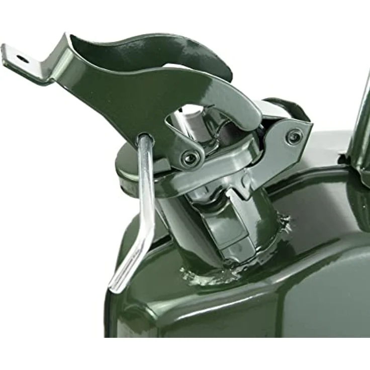 Holmwerk 3x Kraftstoffkanister Metallkanister mit Ausgießer, UN-Zulassung, Olivgrün RAL6003, 20 Liter für Benzin und Diesel – Bild 3