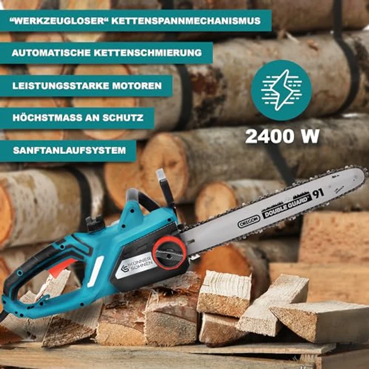 Könner & Söhnen Elektro-Kettensäge KS CS2400-18, 1-tlg., geringes Gewicht, hohe Wendigkeit, reversibel, grün – Bild 3
