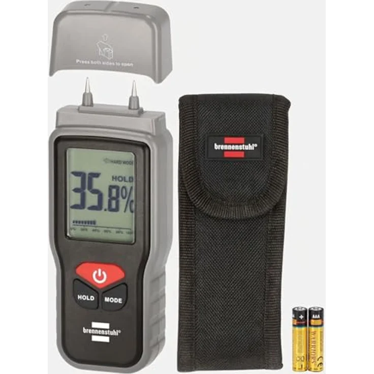 Brennenstuhl Feuchtigkeitsmessgerät FM-01, robuster Holz- und Baustoffmesser mit LCD-Display und Hold-Funktion – Bild 1
