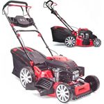 Apex Benzinrasenmäher 510mm mit Radantrieb Mulcher 51 cm, 5 PS, Stahlgehäuse, 60 L Grasfangkorb, Metallgehäuse, blau