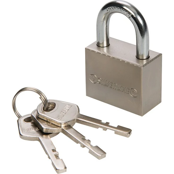 Silverline Stahl Vorhängeschloss 40 mm, massiver Stahlkörper, verchromter Messingschutzring, 3 Stahlschlüssel – Bild 1