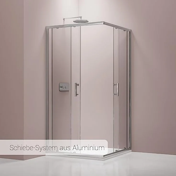 NEXTREND Duschkabine Eckdusche EX506, Schiebetüren aus 6 mm NANO Echtglas, 80 x 80 x 195 cm, platzsparend mit Lotus-Effekt – Bild 3
