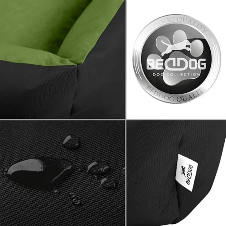 BedDog Hundebett LUPI, Hundekissen mit abziehbaren waschbaren Bezug, Hundekorb, Hundesofa, für kleine Hunde, M, schwarz-grün – Bild 4