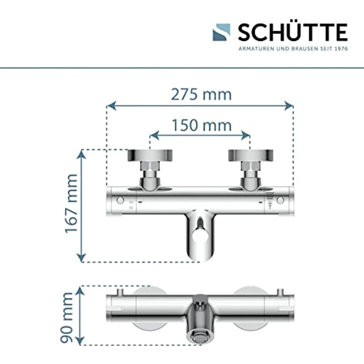 SCHÜTTE LONDON Thermostat Wannenfüllarmatur, Chrom – Bild 5