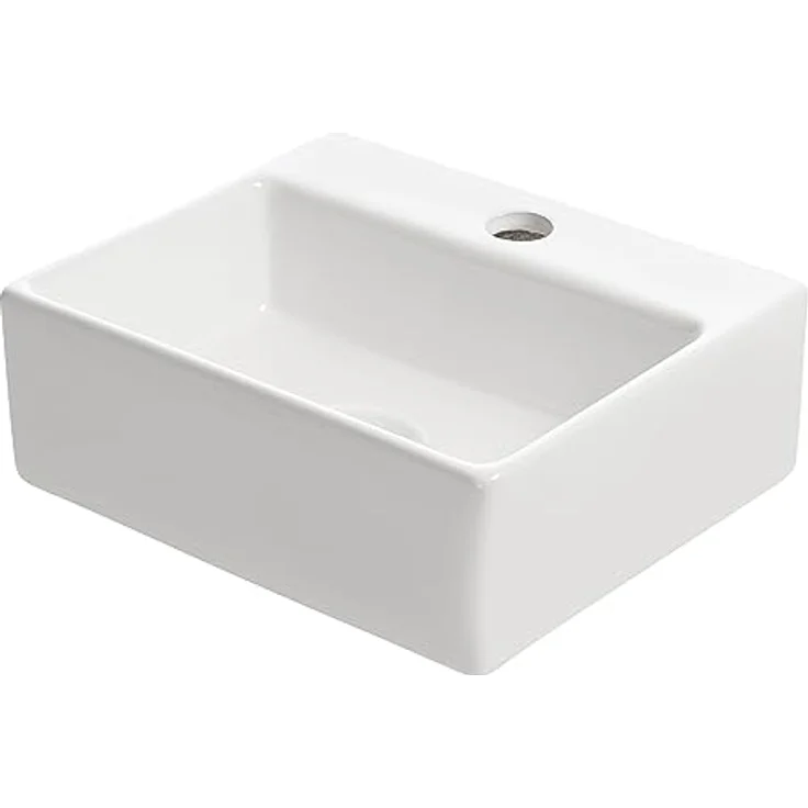 NEG Waschbecken Uno44H (extra klein/eckig) Hänge-Waschschale/Waschtisch (weiß) mit schmalem Rand und Nano-Beschichtung – Bild 4