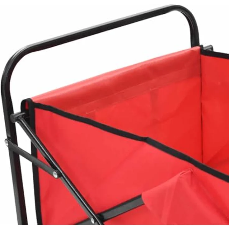 vidaXL Klappbarer Handwagen aus Stahl, 75 kg Tragkraft, rot, faltbar mit 360° drehbaren Vorderrädern – Bild 4