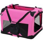 pro.tec Tiertransporttasche, Faltbare Hundetransportbox Größe Pink, S - Stabile Transportbox mit extra verstärktem Rahmen und großzügigen Netzeinfassungen