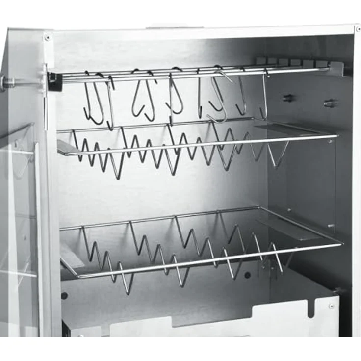 vidaXL Holzkohlegrill Räucherofen Smoker Räucherschrank Grill Räuchern mit Tisch Verzinkter Stahl, inkl. Thermometer und Ablageflächen – Bild 5