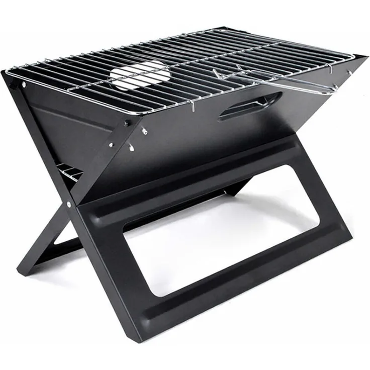 ProGarden Basics Zusammenklappbarer X-förmiger Grill One Size, Hochtemperaturbeständige Lackierung, Robuste Konstruktion, Klappbarer Grillrost, Schwarz