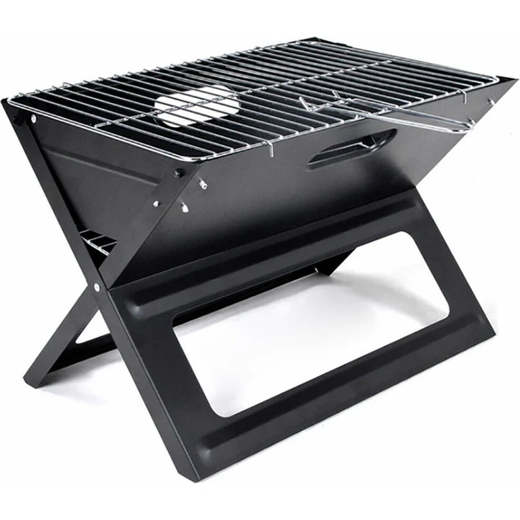 ProGarden Basics Zusammenklappbarer X-förmiger Grill One Size, Hochtemperaturbeständige Lackierung, Robuste Konstruktion, Klappbarer Grillrost, Schwarz