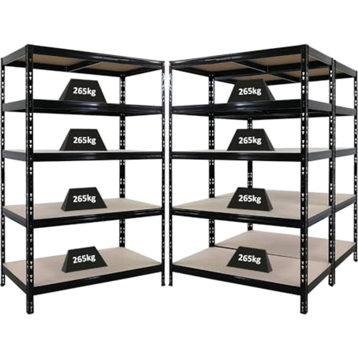 Proregal Schwerlastregal Mega Deal Tiger, 180 x 120 x 60 cm, Traglast 265 kg pro Boden, 5 Fachböden, schwarz, Steckmontage – Bild 1