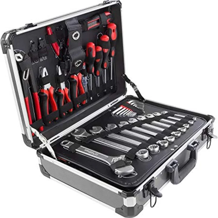 Dewalt Alu Werkzeugkoffer mit Werkzeug 176 tlg Aluminium Werkzeugkasten Werkzeugsset – Bild 2