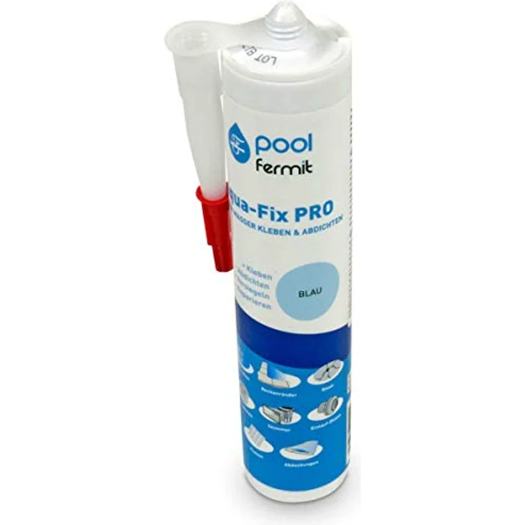 Fermit Aqua-Fix Pro, 290 ml Kartusche, neutraler Dichtstoff für Pools und Whirlpools, blau – Bild 2