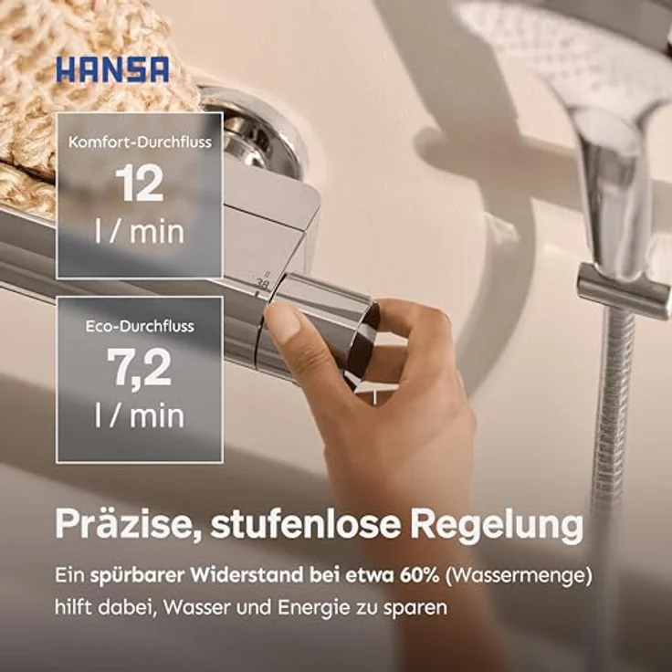 Hansa VIVA Regenbrause-Duscharmatur, Duschsystem mit Thermostat, Thermo Cool, MagShelf, Höhe 1190mm, 65159201 – Bild 6