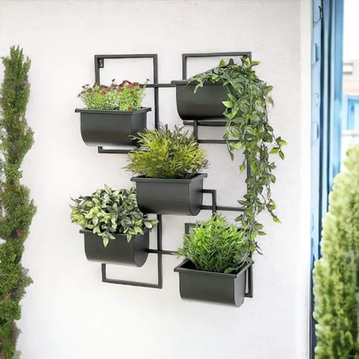 DanDiBo Kräuterregal Küche Wand Metall Schwarz 96525 Wandregal Blumenregal Pflanzenhalter Wandblumenhalter Modern – Bild 3