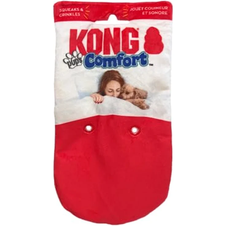 KONG Comfort Pups Plüschfell, Tierspielzeug mit knisterndem Geräusch und Quietscher, geringer Füllung, klein – Bild 3
