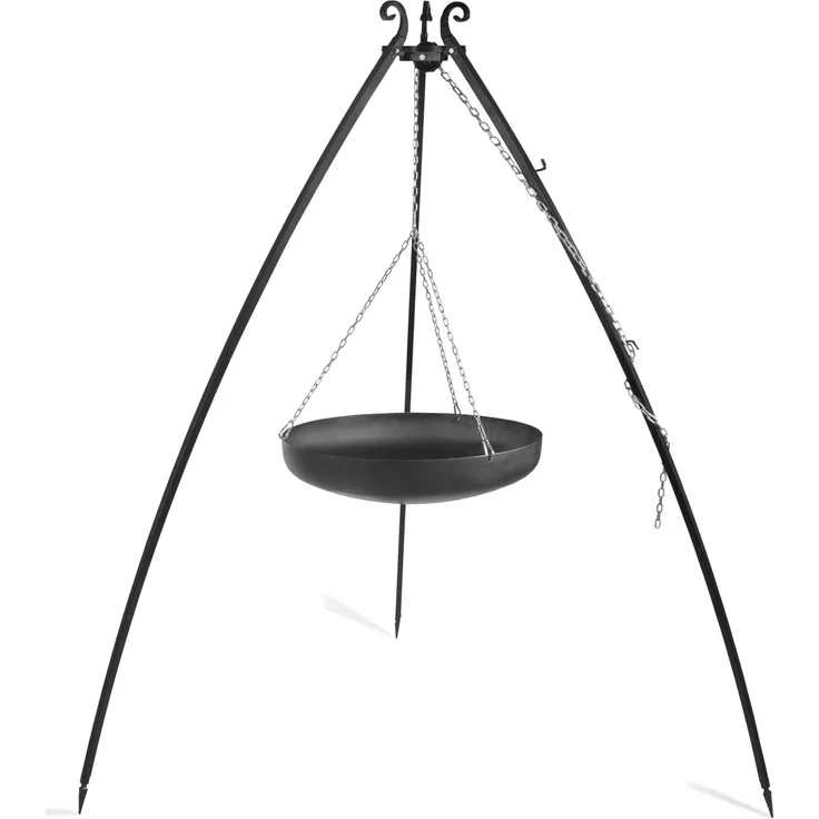 Cook King Wok am Dreibein, 200 cm Höhe aus Rohstahl, 60 cm Durchmesser, pulverbeschichtet