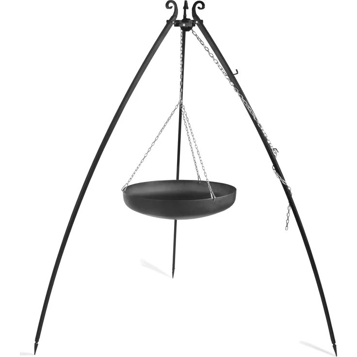 Cook King Wok am Dreibein, 200 cm Höhe aus Rohstahl, 60 cm Durchmesser, pulverbeschichtet