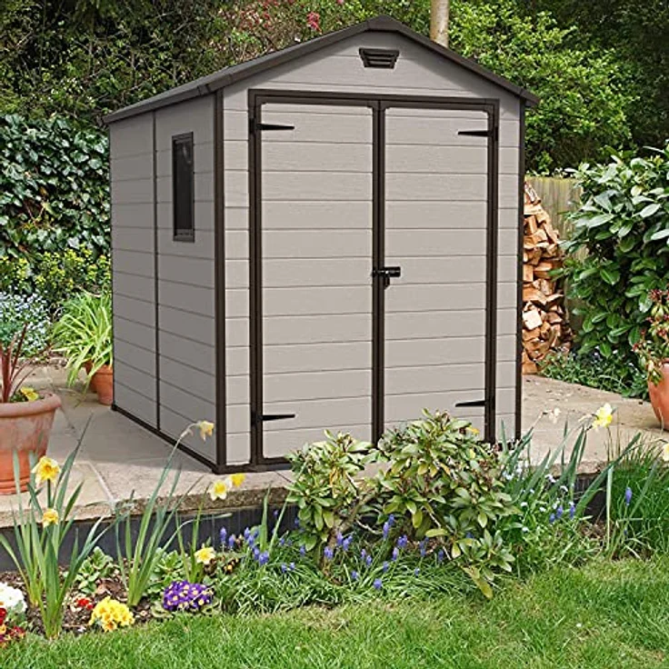 Keter Gerätehaus Manor 6x8 DD, Beige, 7,6 m³ Rauminhalt, wetterfest – Bild 2