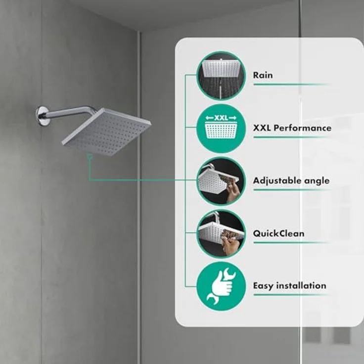 hansgrohe Regenduschkopf Vernis Shap, 23cm, 1 Strahlart, XXL Performance, eckig, Silber – Bild 2