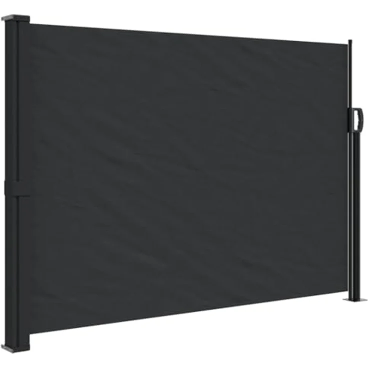 vidaXL Seitenmarkise, Wandmarkise mit PU-Beschichtung, Sichtschutz für Balkon Terrasse Garten, Windschutz Markise, Ausziehbar Schwarz Polyester – Bild 1