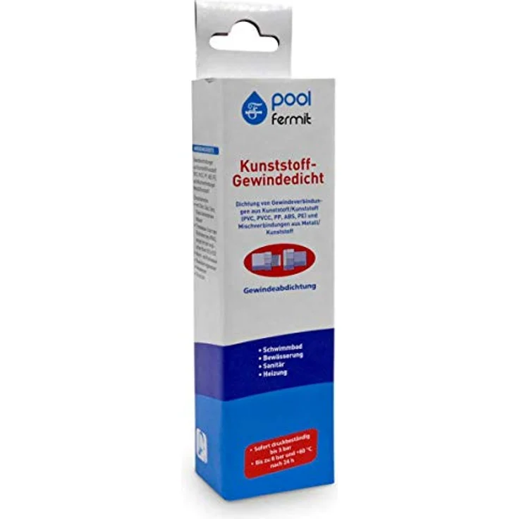 Fermit Kunststoff-Gewindedicht, Gewinde-Abdichtung in 100g Tube, druckbeständig bis 8 bar, geeignet für PVC, PP, ABS und Metall, tropffrei, geruchlos – Bild 3