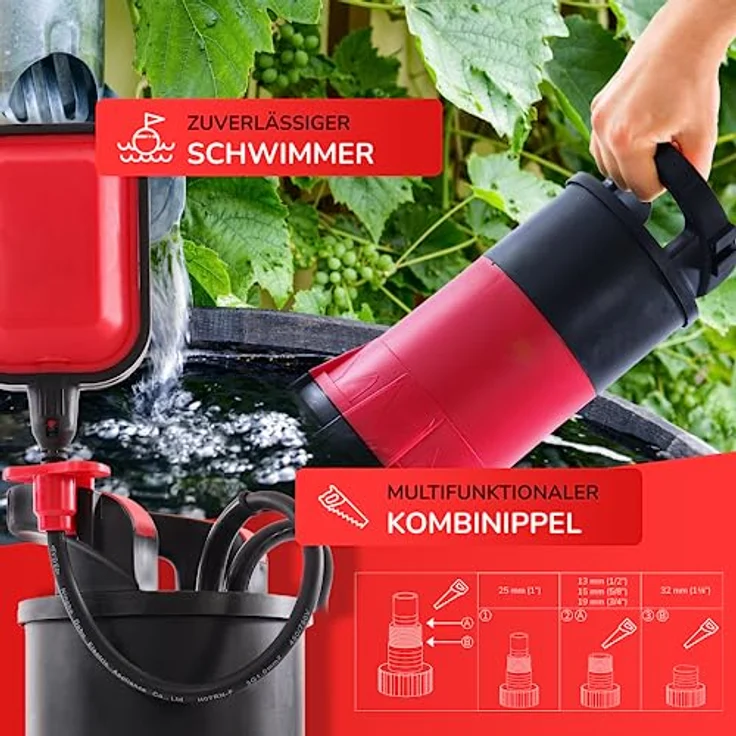 Belko® Schmutzwasserpumpe 850W 15000 l/h Tauchpumpe Pumpe Garten mit Schwimmer Brunnenpumpe, robuste Bauweise in schlagfestem Kunststoff – Bild 5