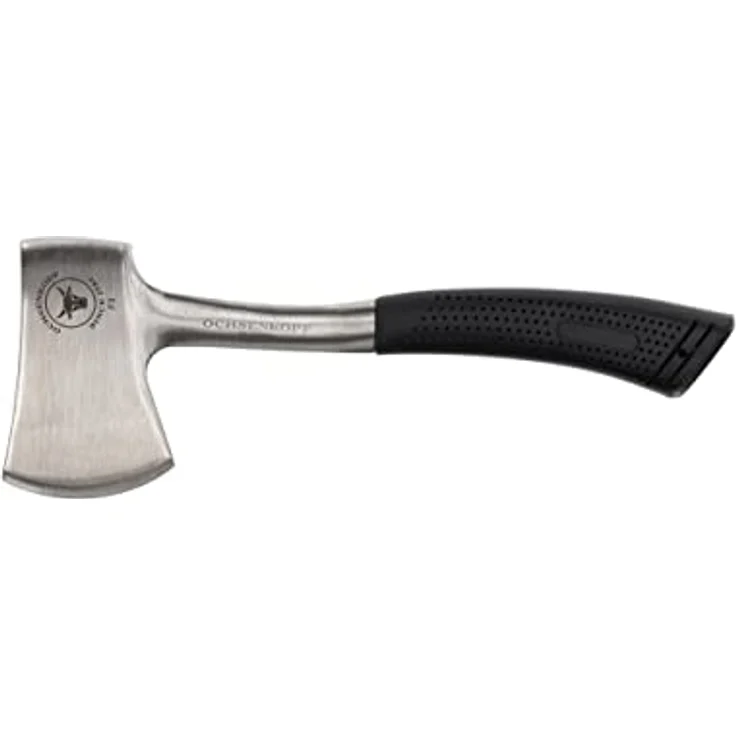Ochsenkopf Ganzstahlbeil, Kopf und Stiel aus einem Stück geschmiedet, Rückseite zum Einschlagen, Ledertasche mit Gürtelschlaufe – Bild 6