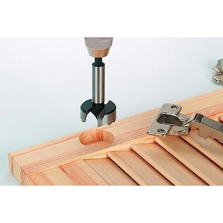 Wolfcraft Forstnerbohrer Sechskant-Schaft 90mm Ø26mm, selbstschneidende Zentrierspitze für präzise Scharnierbohrungen in Weichholz – Bild 3