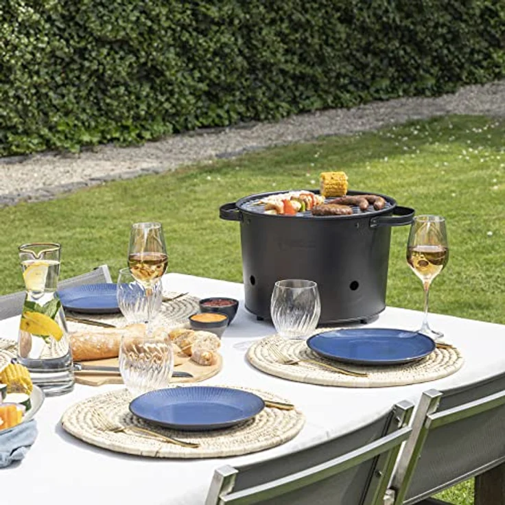 Runder Hybridgrill - als Elektro oder Holzkohlegrill für Garten Balkon Camping – Bild 2