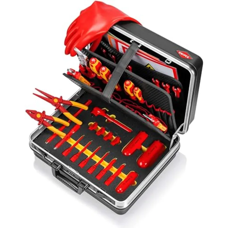 Knipex Werkzeugkoffer Basic E-Mobilität, VDE-geprüfte Werkzeuge für E-Fahrzeuge, schwarz