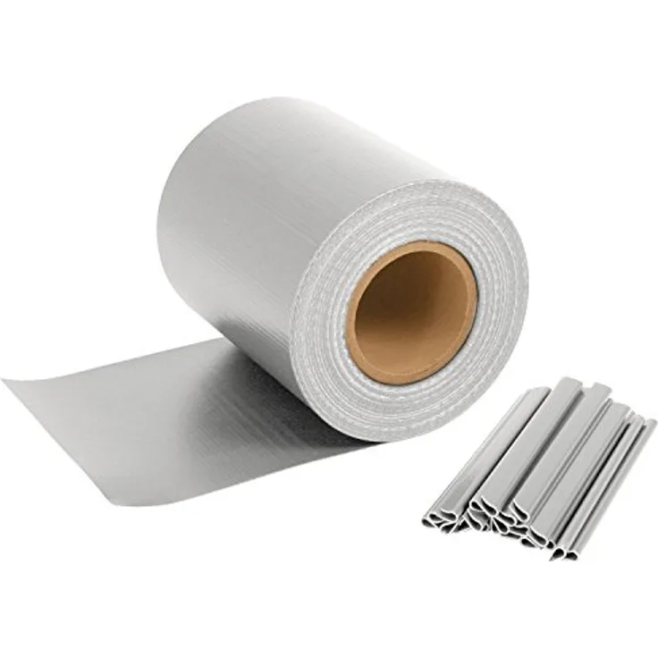 Sichtschutzstreifen für Doppelstabmatten, 450 g/qm, Windschutz mit UV Schutz, mit Befestigungsclips (70 m x 19 cm, Grau)