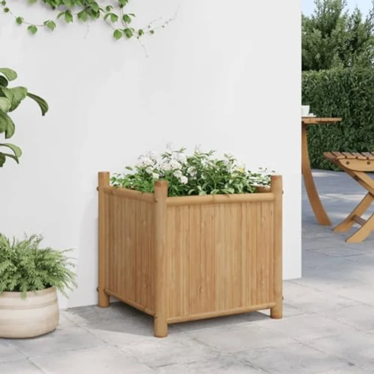 vidaXL Pflanzkübel, Hochbeet für Garten Balkon Terrasse, Pflanzkasten Blumenkasten Erhöhtes Design, Blumenkübel Pflanzbeet Gemüsebeet, Bambus – Bild 3