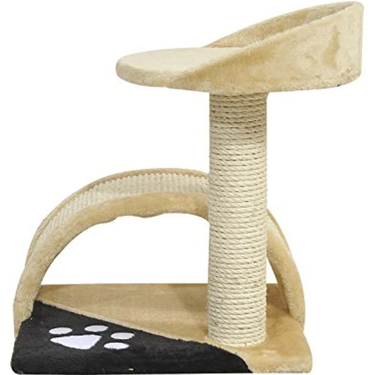 PawHut Kratzbaum mit Spielbällen, Katzenkratzbaum, Sisalseil-Kratzstangen, Beige, 36 x 36 x 44 cm – Bild 3