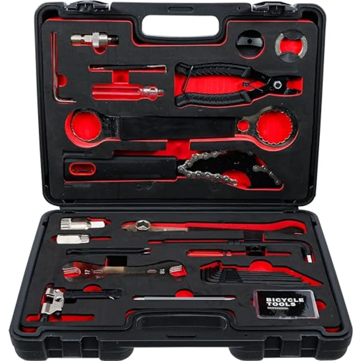 BGS TECHNIC Fahrrad-Reparaturwerkzeug-Satz 32-tlg., universeller Werkzeugkoffer für Straßen- und Sporträder, Kunststoffkoffer – Bild 1