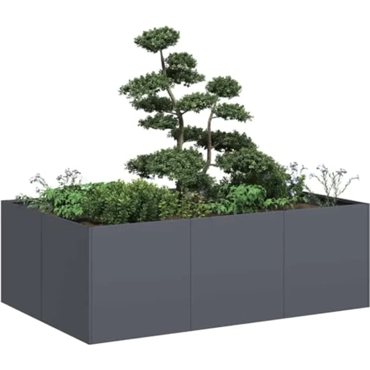 vidaXL Pflanzkübel Anthrazit 120x80x40 cm Stahl, Pflanzgefäß mit viel Platz und erhöhter Stabilität – Bild 2