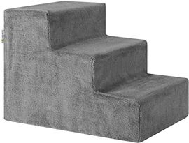 Juskys Haustiertreppe Hundetreppe 36 cm - Treppe 3 Stufen Plüsch-Bezug waschbar