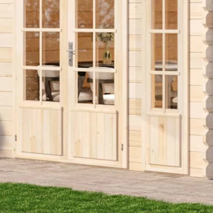 Alpholz Gartenhaus Freiburg-44 aus Massiv Holz, Freizeithaus, Blockhaus 44 mm Wandstärke, Garten Holzhaus mit Fussboden, Terrasse, Überdachung, Sitzecke 755 x 399 cm mit Doppeltür – Bild 5