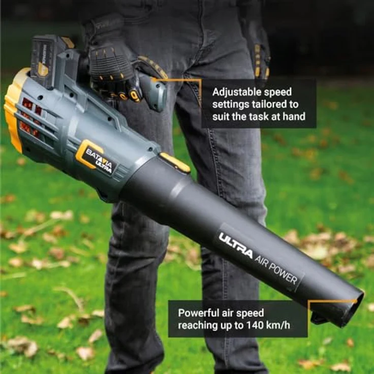 Batavia Multigebläse stark 18V, Laubsauger + Laubbläser mit 140 km/h Blasgeschwindigkeit, 5-stufiger Geschwindigkeitsregelung, leichtes Design von 1,9 kg (ohne Akku) – Bild 8