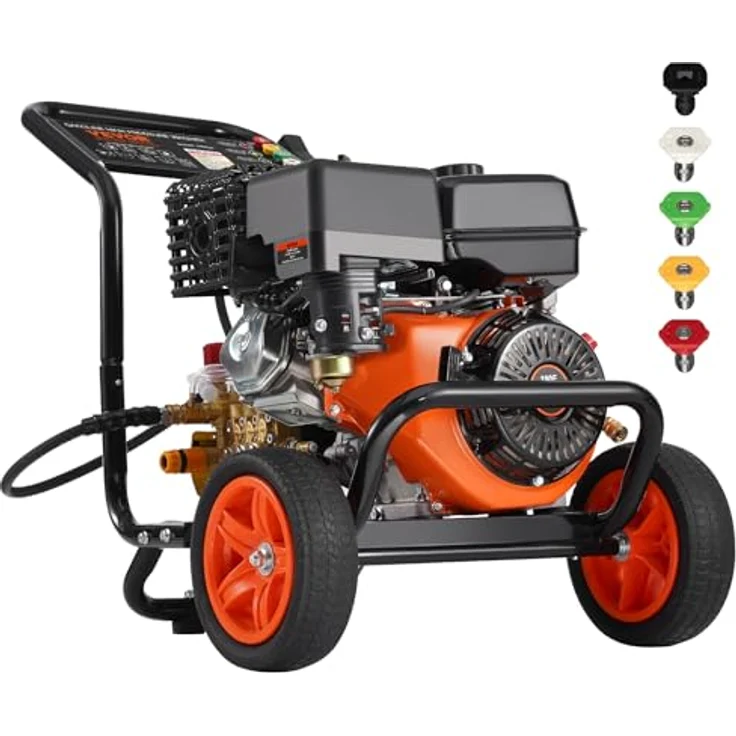 VEVOR Gas-Hochdruckreiniger G250A, 4400 PSI, 15 l/min mit Kupferpumpe, Spritzpistole, Verlängerungsstab und 5-Düsen-Set – Bild 1