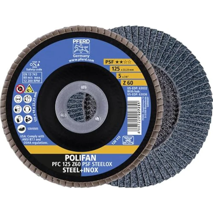 PFERD 69398193 POLIFAN-Fächerscheibe PFC 125 Z 60 PSF STEELOX Durchmesser 125 mm 5 St. (69398193) – Bild 2