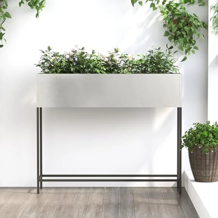 vidaXL Hochbeet 100x26x82 cm, rechteckiger Pflanzkübel aus gebürstetem Edelstahl, silber für drinnen und draußen – Bild 2