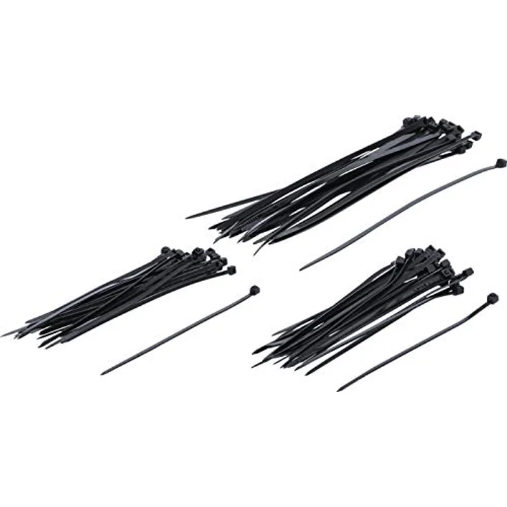 BGS Diy 1789 | Kabelbinder-Sortiment | 75-tlg. | schwarz | 100 - 120 - 200 mm | Set | Nylon