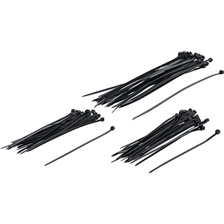BGS Diy 1789 | Kabelbinder-Sortiment | 75-tlg. | schwarz | 100 - 120 - 200 mm | Set | Nylon – Bild 1