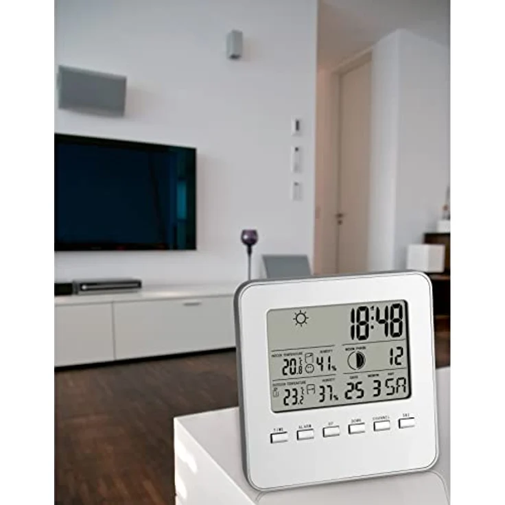 TFA Dostmann 35-1098 Quadro Funk-Wetterstation, Außentemperatur, Innentemperatur, Mondphasen, Raumklima, Uhrzeit – Bild 2