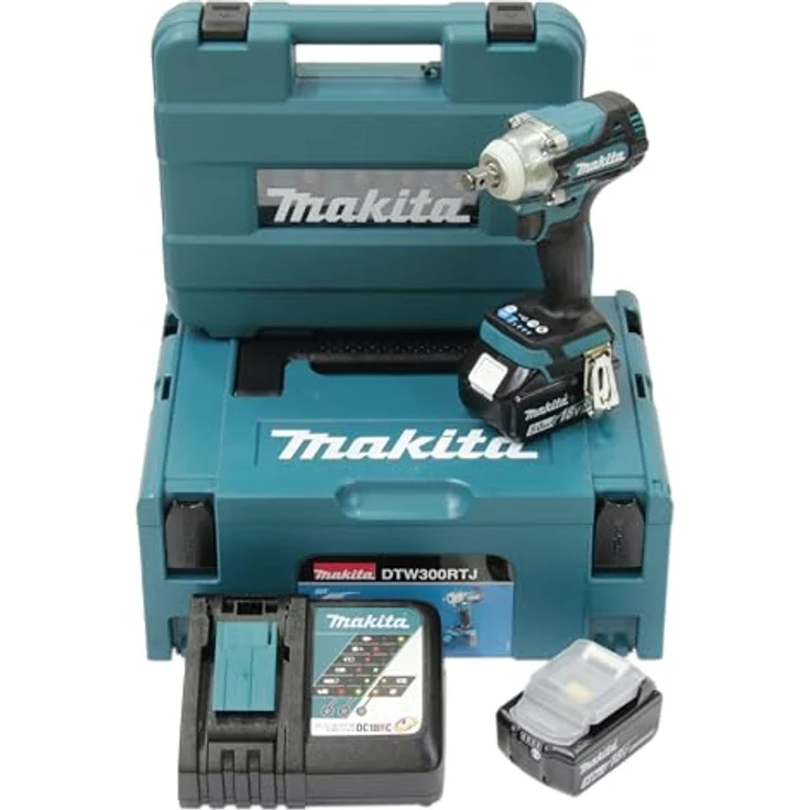 Makita DTW300TJX7 Akku-Schlagschrauber 18V inkl. Schnellladegerät und 2x Akkus BL1850B 5,0 Ah + Schlagnuss-Set im MAKPAC Gr. 2, bürstenloser Motor, XPT - Extreme Protection Technology – Bild 1