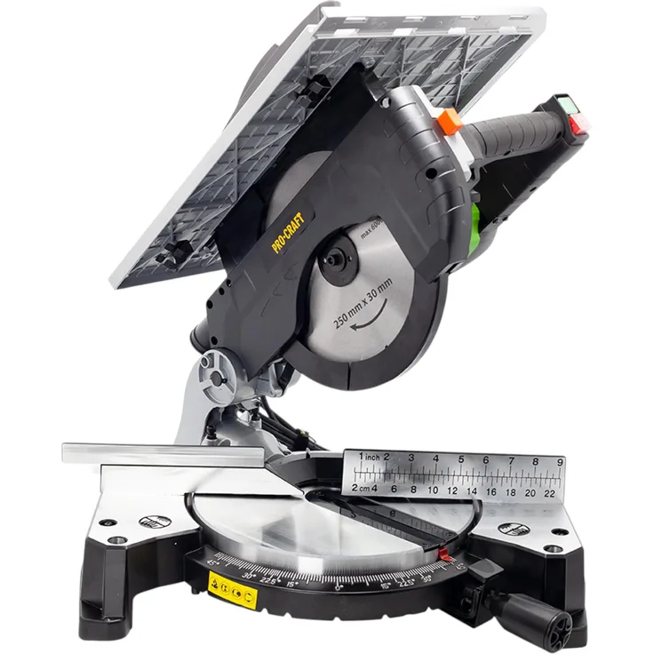 Procraft CMS25 Kapp- und Tischsäge, 1800 Watt, 250 mm, präzise Schnitte, Staubabsaugung, Aluminiumlegierung