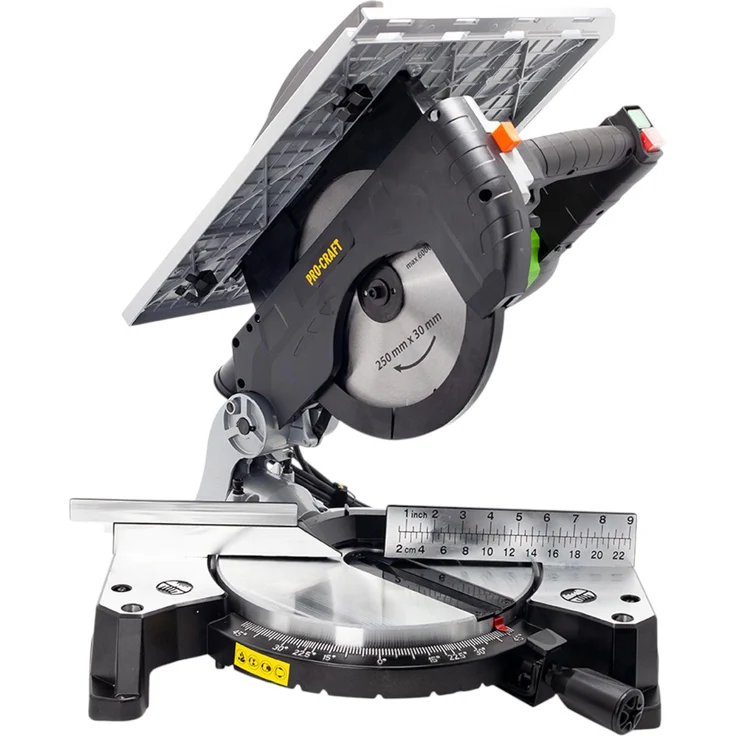 Procraft CMS25 Kapp- und Tischsäge, 1800 Watt, 250 mm, präzise Schnitte, Staubabsaugung, Aluminiumlegierung